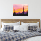 Saguaro Cactusbos bij zonsondergang Canvas Afdruk (Insitu (Slaapkamer))