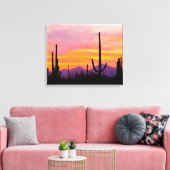 Saguaro Cactusbos bij zonsondergang Canvas Afdruk (Insitu (Woonkamer))
