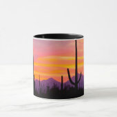Saguaro Cactusbos bij zonsondergang Mok (Midden)