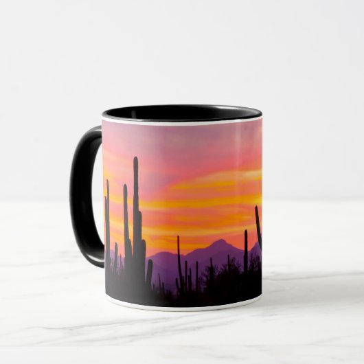 Saguaro Cactusbos bij zonsondergang Mok (Voorkant links)