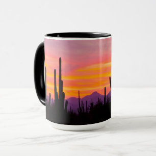 Saguaro Cactusbos bij zonsondergang Mok