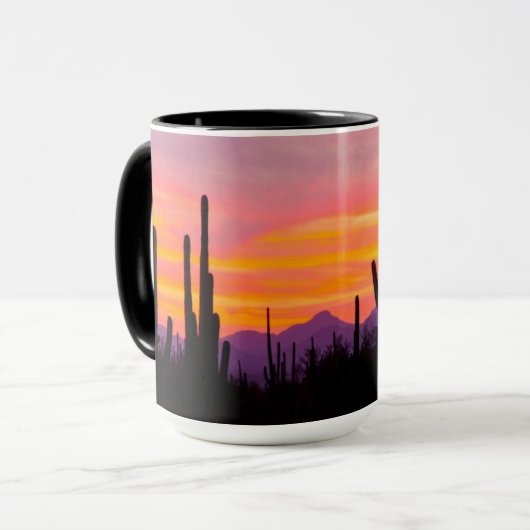 Saguaro Cactusbos bij zonsondergang Mok (Voorkant links)