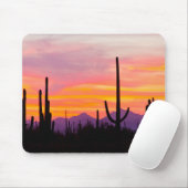Saguaro Cactusbos bij zonsondergang Muismat (Met muis)