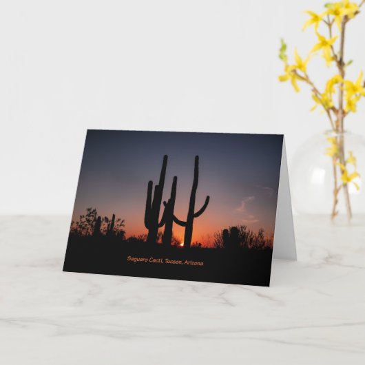 Saguaro Cactussen bij zonsondergang Kaart (Gele Bloem)