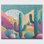 Saguaro cactussen in landschap gestippelde achterg cadeaupapier (Vlak)