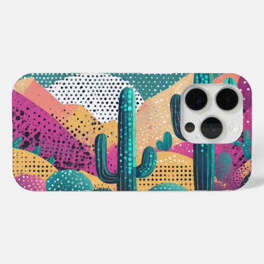 Saguaro cactussen in landschap gestippelde achterg Case-Mate iPhone case (Achterkant (horizontaal))