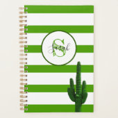 Saguaro Green Stripe Monogram Gepersonaliseerd Planner (Voorkant)