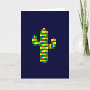 Saguaro kerstlampjes met 8 bits feestdagen kaart
