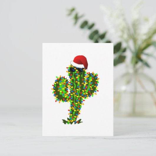 Saguaro kerstverlichting feestdagenkaart (Staand voorkant)