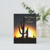 Saguaro met Sun Star, nieuwe adres aankondiging (Staand voorkant)