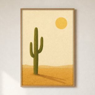 Saguaro Middag Waterverf Cottagecore Kunstposter Poster