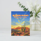 Saguaro Nationaal Park Arizona Desert Cactus Retro Briefkaart (Staand voorkant)
