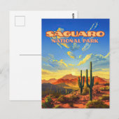 Saguaro Nationaal Park Arizona Desert Cactus Retro Briefkaart (Voorkant / Achterkant)