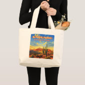 Saguaro Nationaal Park Arizona Desert Cactus Retro Grote Tote Bag (Voorkant (product))