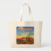 Saguaro Nationaal Park Arizona Desert Cactus Retro Grote Tote Bag (Voorkant)