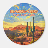 Saguaro Nationaal Park Arizona Desert Cactus Retro Magneet (Voorkant)