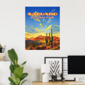 Saguaro Nationaal Park Arizona Desert Cactus Retro Poster (Thuiskantoor)