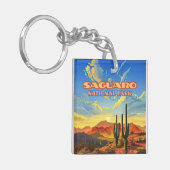 Saguaro Nationaal Park Arizona Desert Cactus Retro Sleutelhanger (Voorkant Links)