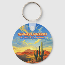Saguaro Nationaal Park Arizona Desert Cactus Retro Sleutelhanger