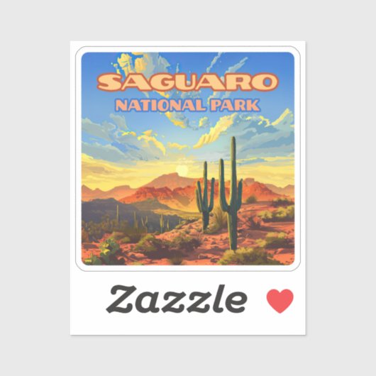Saguaro Nationaal Park Arizona Desert Cactus Retro Sticker (Vel)