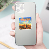Saguaro Nationaal Park Arizona Desert Cactus Retro Sticker (Telefoon)