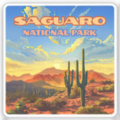 Saguaro Nationaal Park Arizona Desert Cactus Retro Sticker (Voorkant)