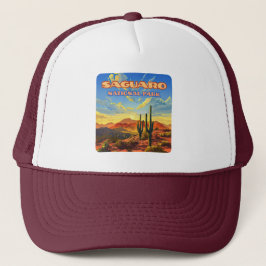 Saguaro Nationaal Park Arizona Desert Cactus Retro Trucker Pet