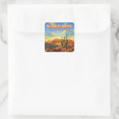 Saguaro Nationaal Park Arizona Desert Cactus Retro Vierkante Sticker (Tas)