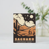 Saguaro Nationaal Park Arizona Vintage retro Briefkaart (Staand voorkant)