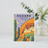 Saguaro Nationaal Park Arizona Vintage retro Briefkaart (Staand voorkant)