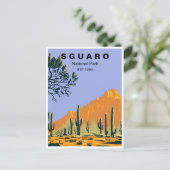 Saguaro Nationaal Park Arizona Vintage retro Briefkaart (Staand voorkant)