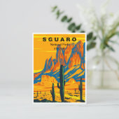 Saguaro Nationaal Park Arizona Vintage retro Briefkaart (Staand voorkant)