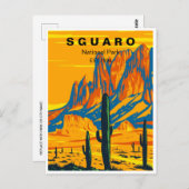 Saguaro Nationaal Park Arizona Vintage retro Briefkaart (Voorkant / Achterkant)
