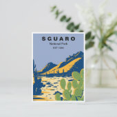 Saguaro Nationaal Park Arizona Vintage retro Briefkaart (Staand voorkant)