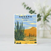 Saguaro Nationaal Park Arizona Vintage retro Briefkaart (Staand voorkant)