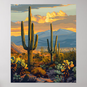 Saguaro National Park, Arizona Cactus Reizen Poster