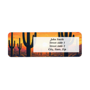 Saguaro National Park Cactus Zonsondergang Etiket
