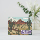 Saguaro National Park Cartoon Art Briefkaart (Staand voorkant)