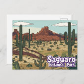 Saguaro National Park Cartoon Art Briefkaart (Voorkant / Achterkant)