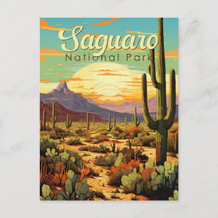 Saguaro National Park Illustratie Retro Briefkaart