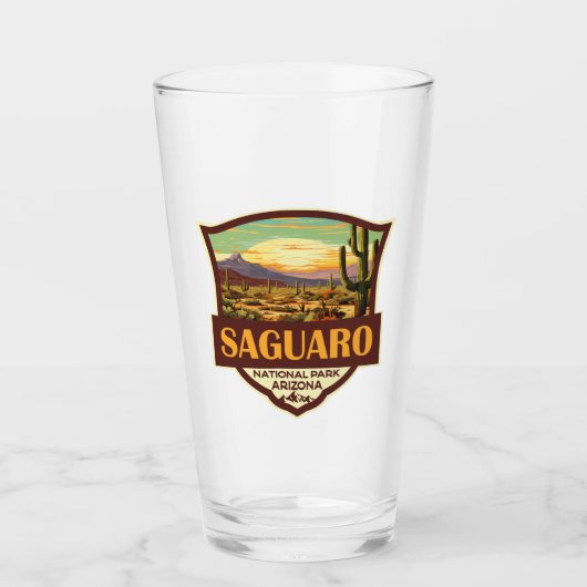 Saguaro National Park Illustratie Retro Glas (Voorkant)