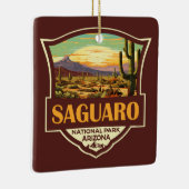 Saguaro National Park Illustratie Retro Keramisch Ornament (Rechts)