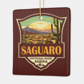 Saguaro National Park Illustratie Retro Keramisch Ornament (Links)