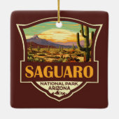 Saguaro National Park Illustratie Retro Keramisch Ornament (Achterkant)