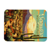 Saguaro National Park Illustratie Retro Magneet (Horizontaal)