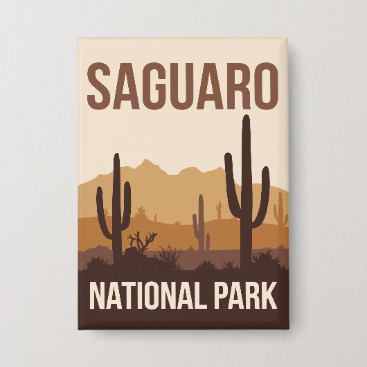 Saguaro National Park Minimal Travel Art Button (Voorkant)