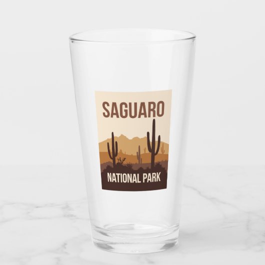 Saguaro National Park Minimal Travel Art Glas (Voorkant)
