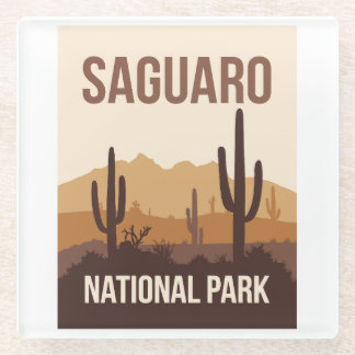 Saguaro National Park Minimal Travel Art Glazen Onderzetter