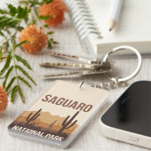 Saguaro National Park Minimal Travel Art Sleutelhanger (Voorkant Rechts)