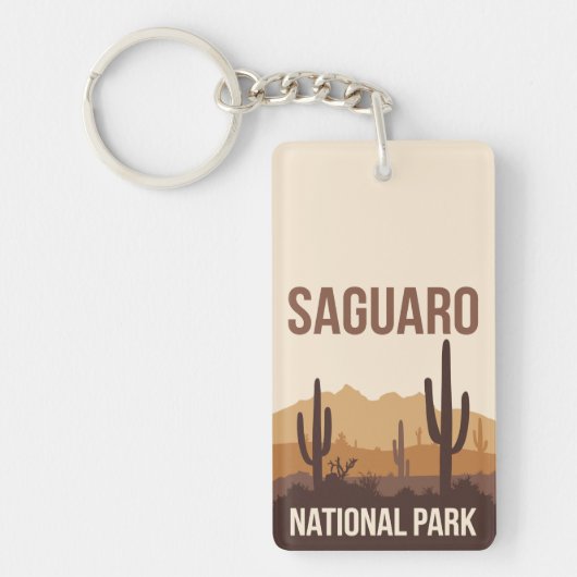 Saguaro National Park Minimal Travel Art Sleutelhanger (Voorkant)